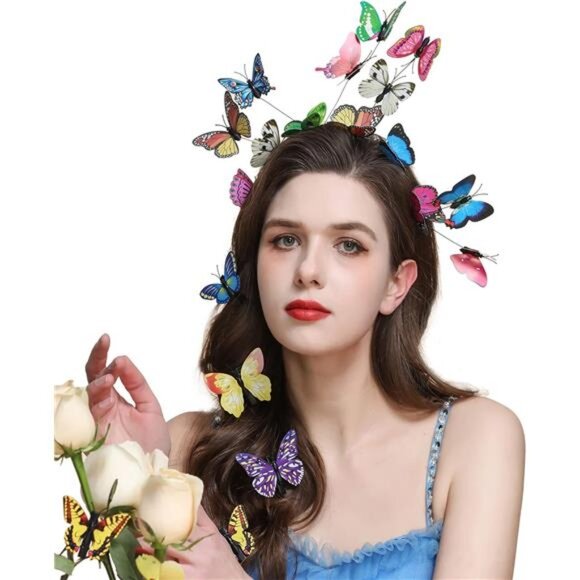 Butterfly Fascinator Headband Colorful - Picture 1 of 4